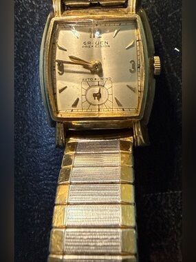 Gruen Precision Tank Square Vintage 10k GF GOLD FILLED APEX Auto Wind Mens Watch